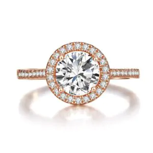 Rose Gold Plated Created Diamond Ring