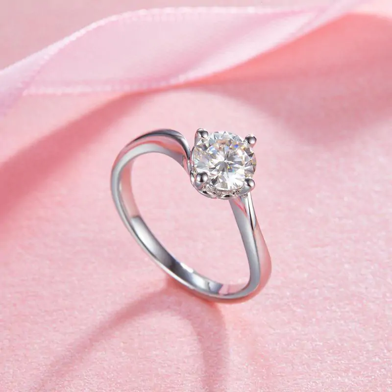 1 Carat Moissanite Diamond Swirl Solitaire Ring - Image 5