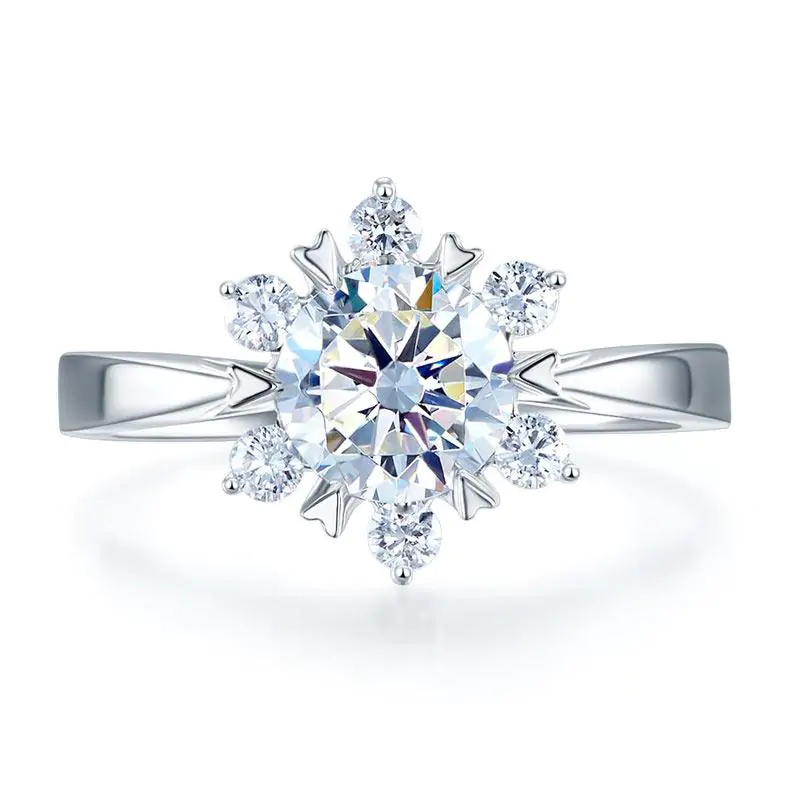 1 Carat Moissanite Diamond Flower Engagement Ring - Image 3