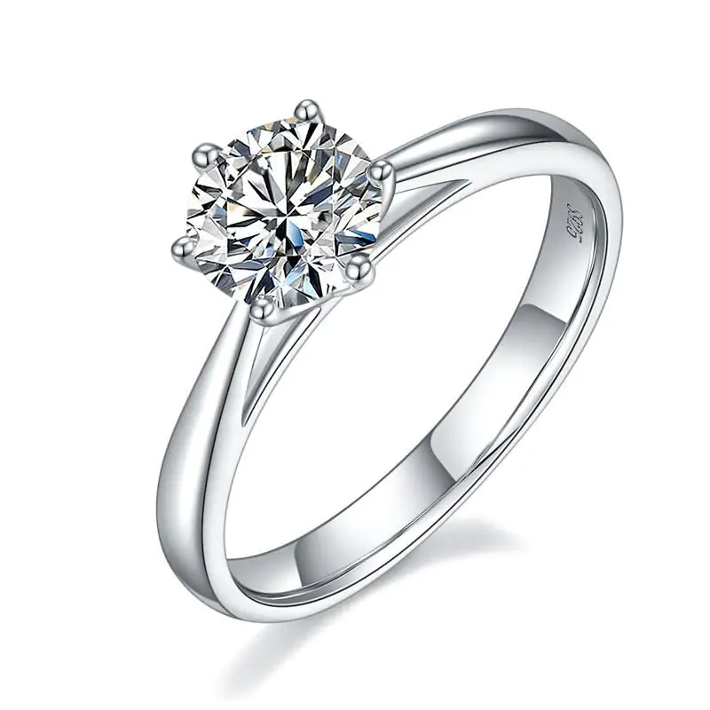 1 Carat Moissanite Diamond Classic 6 Claws Engagement - Image 2