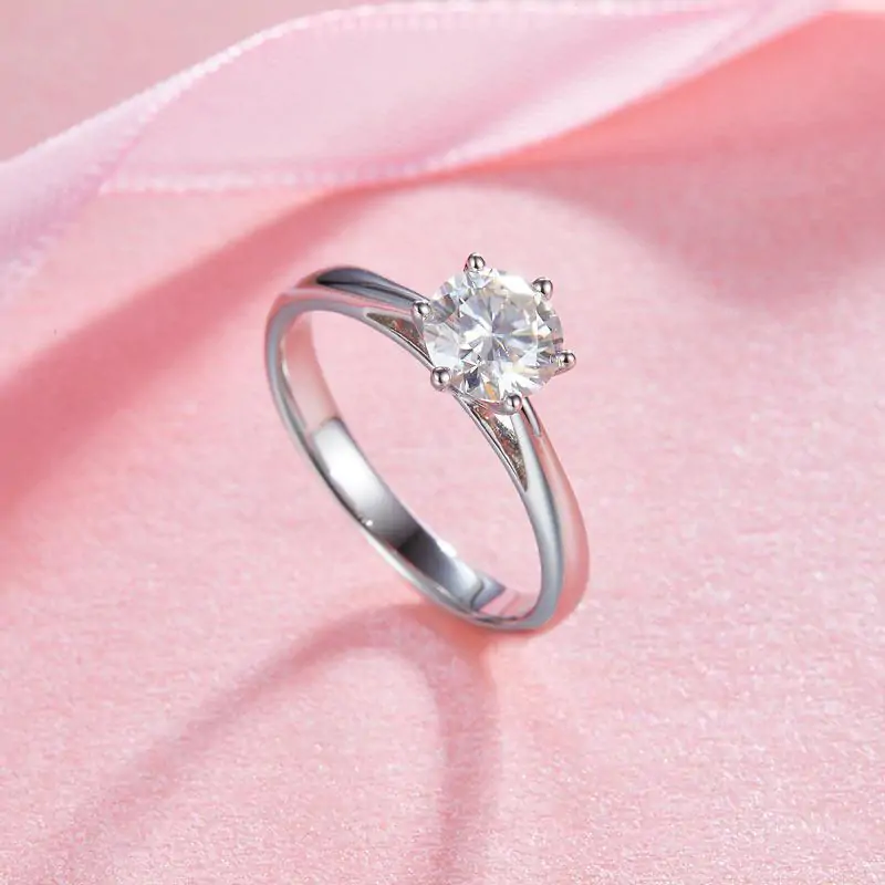1 Carat Moissanite Diamond Classic 6 Claws Engagement - Image 5