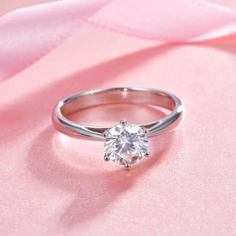 1 Carat Moissanite Diamond Classic 6 Claws Engagement - Image 6