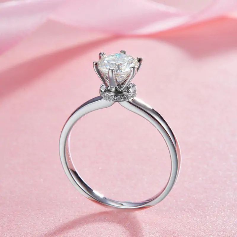 1 Carat Moissanite Diamond 6 Claws Engagement Ring - Image 5