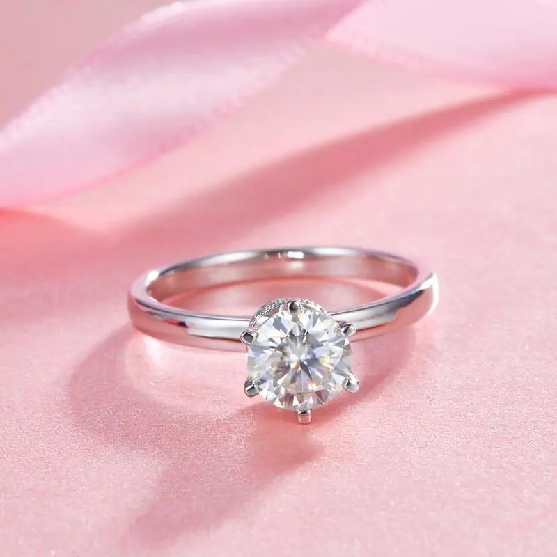 1 Carat Moissanite Diamond 6 Claws Engagement Ring - Image 6