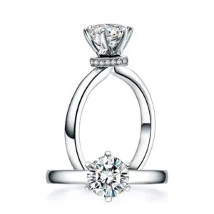 1 Carat Moissanite Diamond 6 Claws Engagement Ring