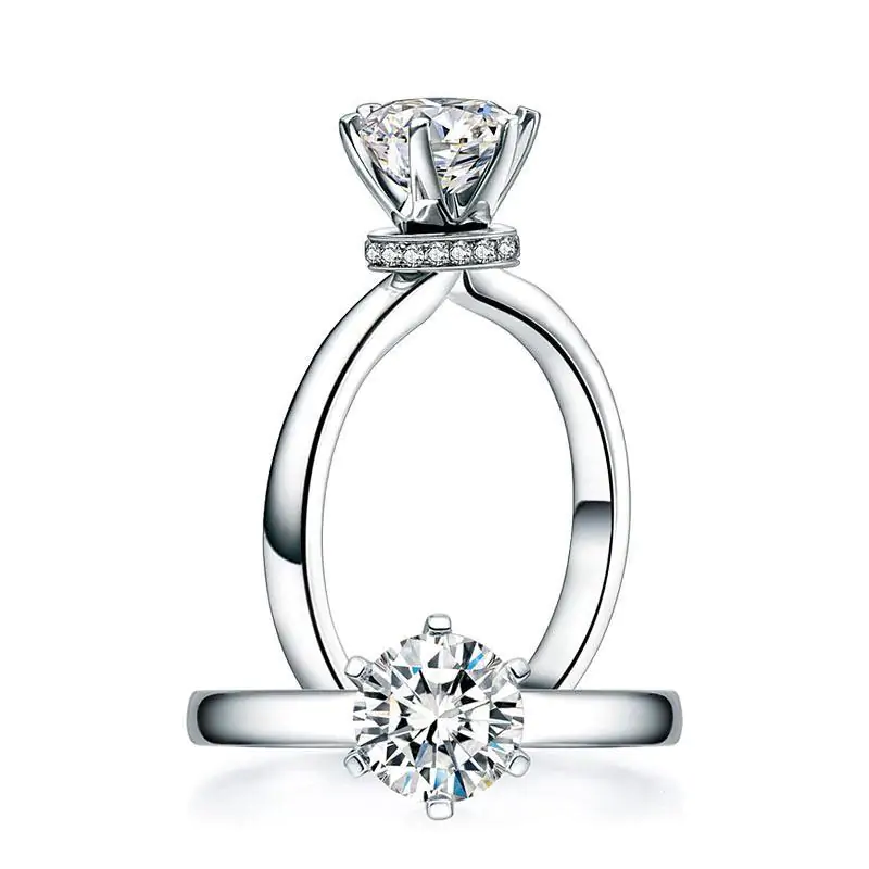 1 Carat Moissanite Diamond 6 Claws Engagement Ring