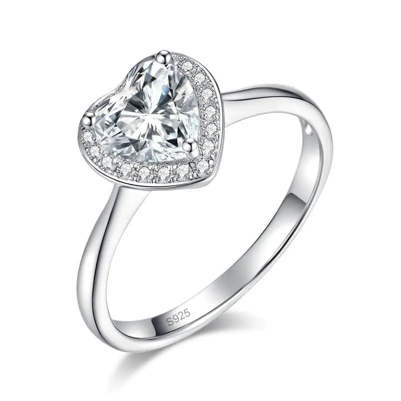 1 Carat Heart Halo Moissanite Diamond Engagement Ring - Image 4