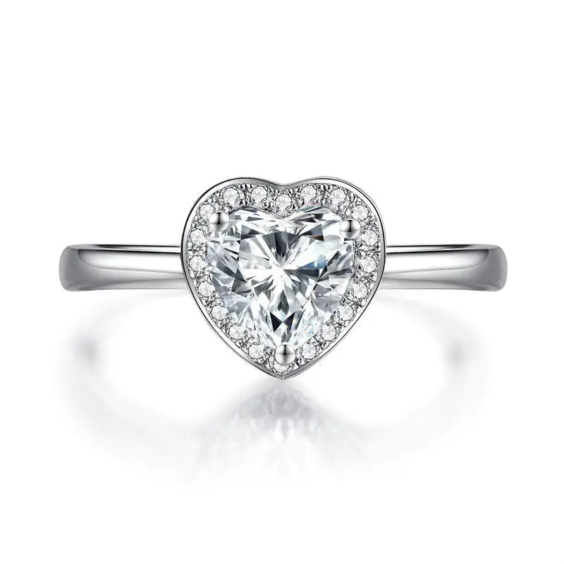 1 Carat Heart Halo Moissanite Diamond Engagement Ring - Image 3