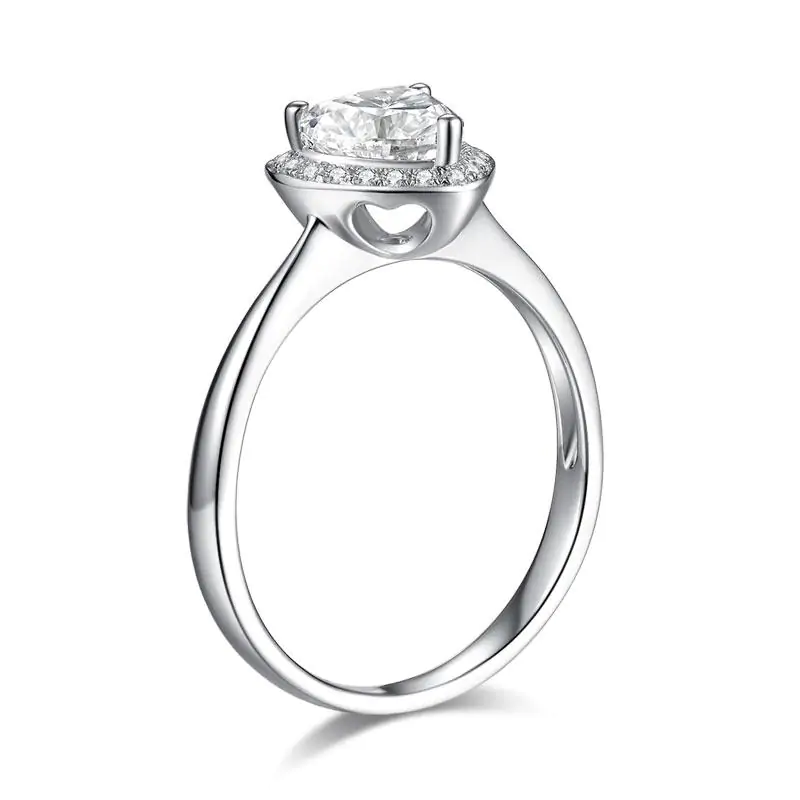 1 Carat Heart Halo Moissanite Diamond Engagement Ring - Image 2