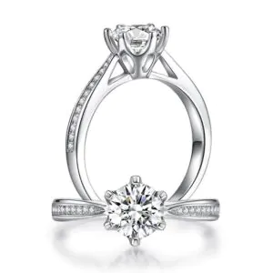 1 Carat Moissanite Diamond Ring Engagement