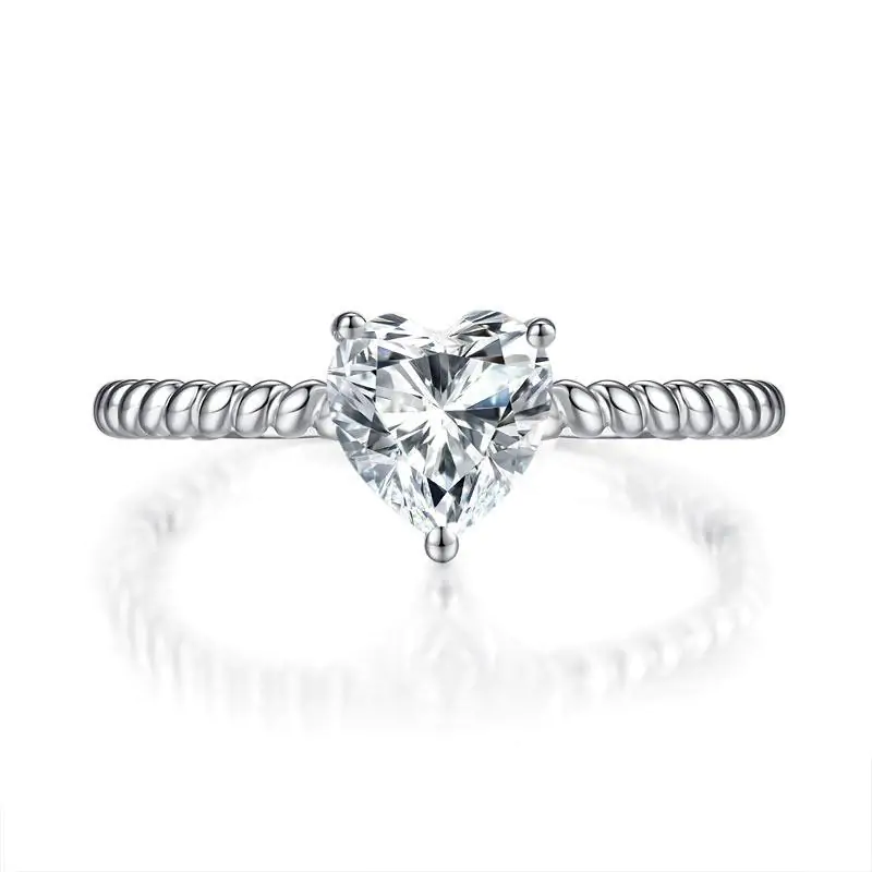 1 Carat Heart Moissanite Diamond Engagement Ring - Image 3
