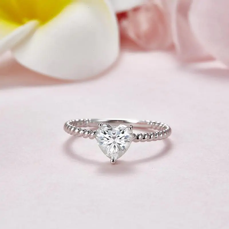 1 Carat Heart Moissanite Diamond Engagement Ring - Image 5