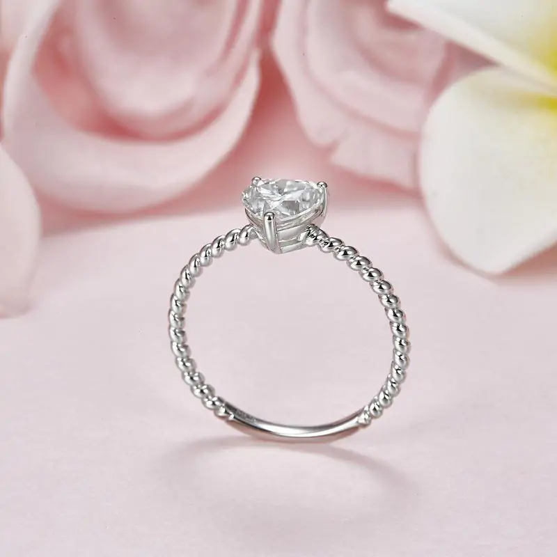 1 Carat Heart Moissanite Diamond Engagement Ring - Image 6