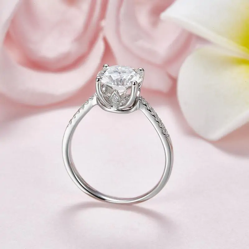 2 Carat Moissanite Diamond (8 mm) Engagement Ring - Image 2