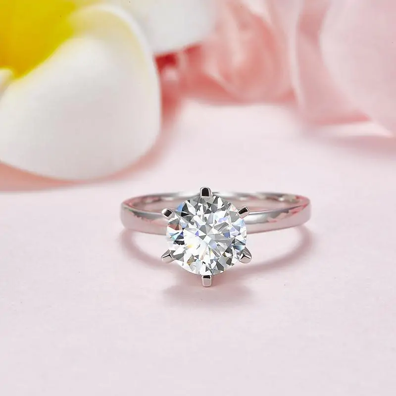 2 Carat Moissanite Diamond (8 mm) 6 Claws Engagement Ring - Image 5