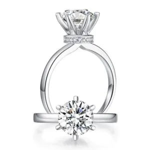 2 Carat Moissanite Diamond (8 mm) 6 Claws Engagement Ring