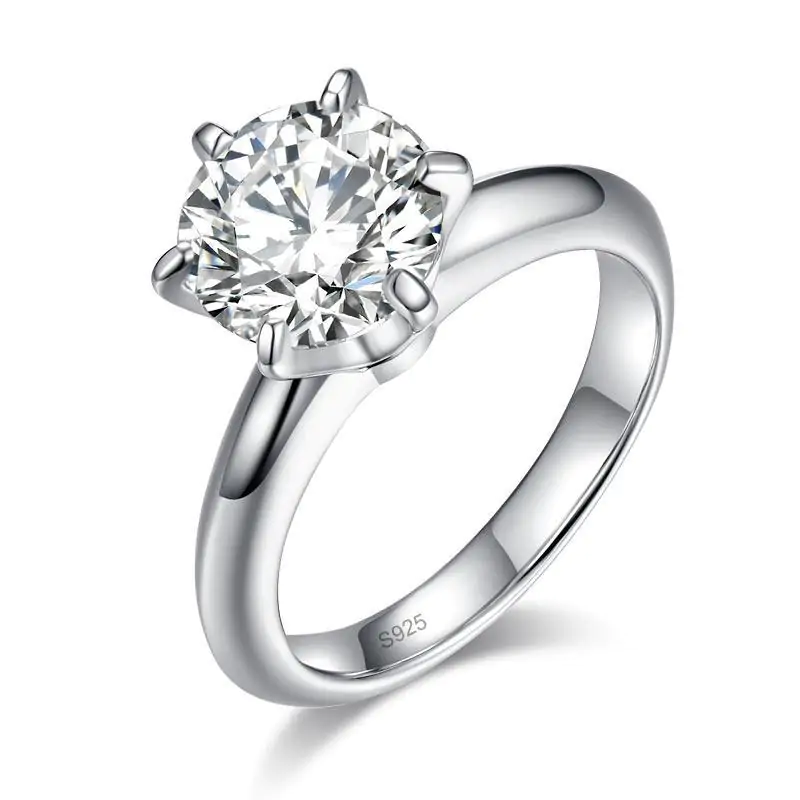 2.5 Carat Moissanite Diamond (9 mm) Ring 6 Claws - Image 2