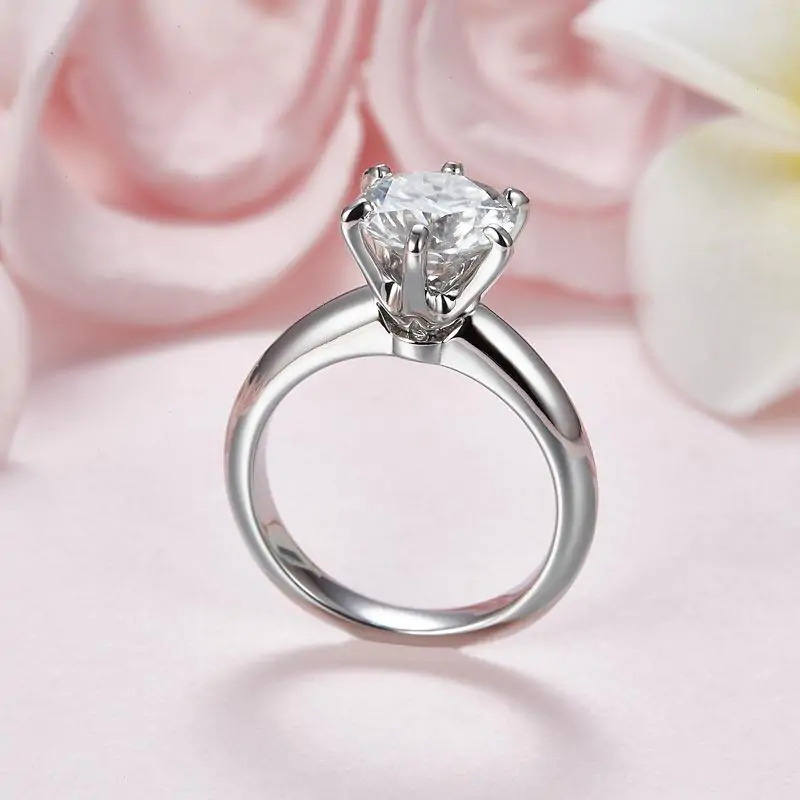 2.5 Carat Moissanite Diamond (9 mm) Ring 6 Claws - Image 7