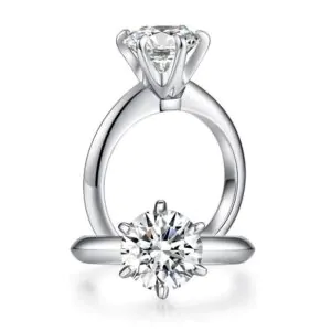 2.5 Carat Moissanite Diamond (9 mm) Ring 6 Claws