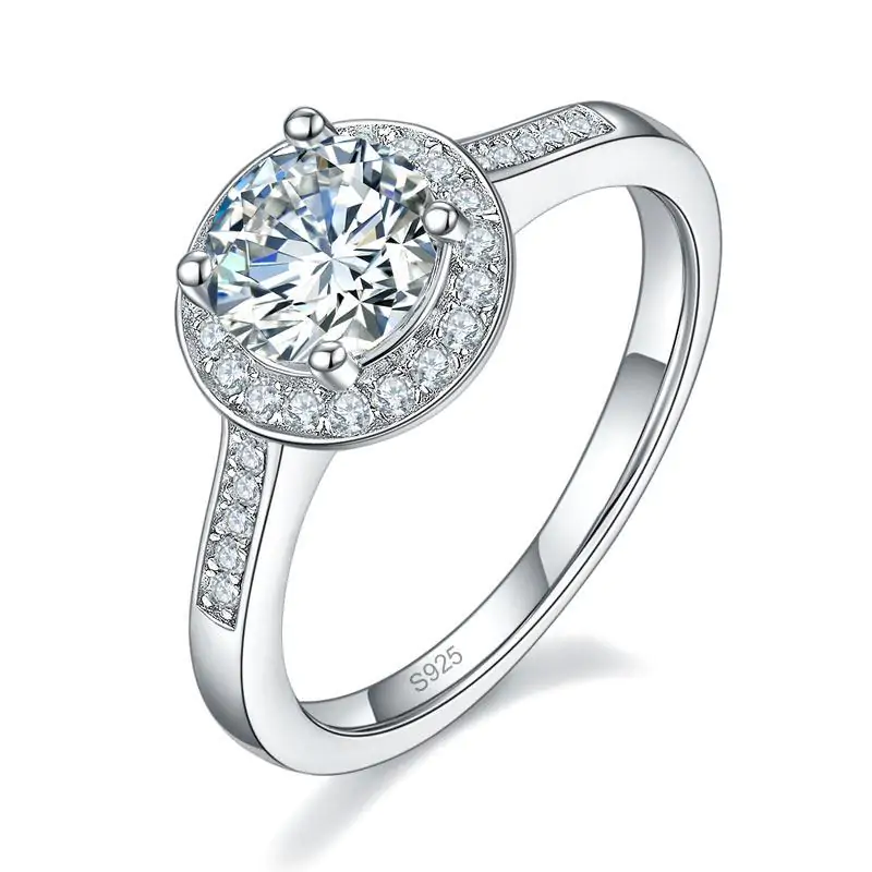 1 Carat Moissanite Diamond Halo Engagement Ring - Image 3