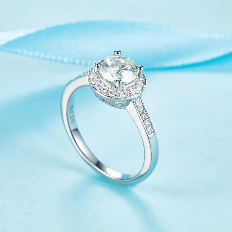 1 Carat Moissanite Diamond Halo Engagement Ring - Image 5
