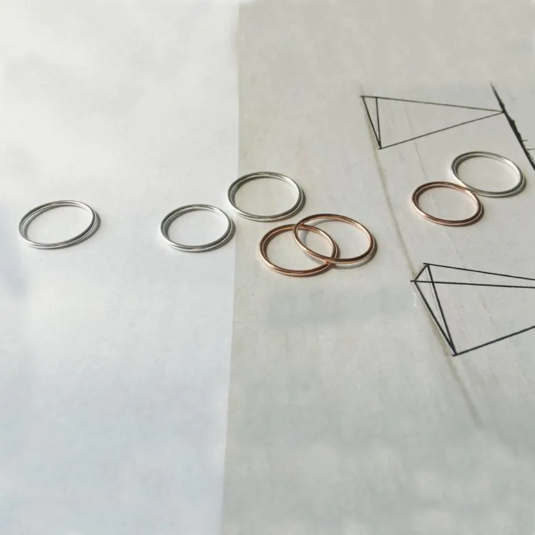 Trendy Smooth Circle White/Rose 925 Sterling Silver Pinky Finger Ring - Image 3